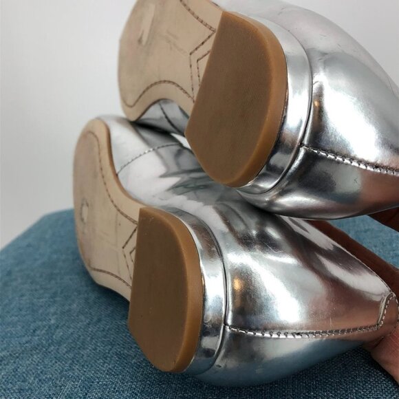 Sophia Webster Bibi Butterfly Silver Metallic Patent-leather Point-toe Flats 6.5 - Picture 6 of 16